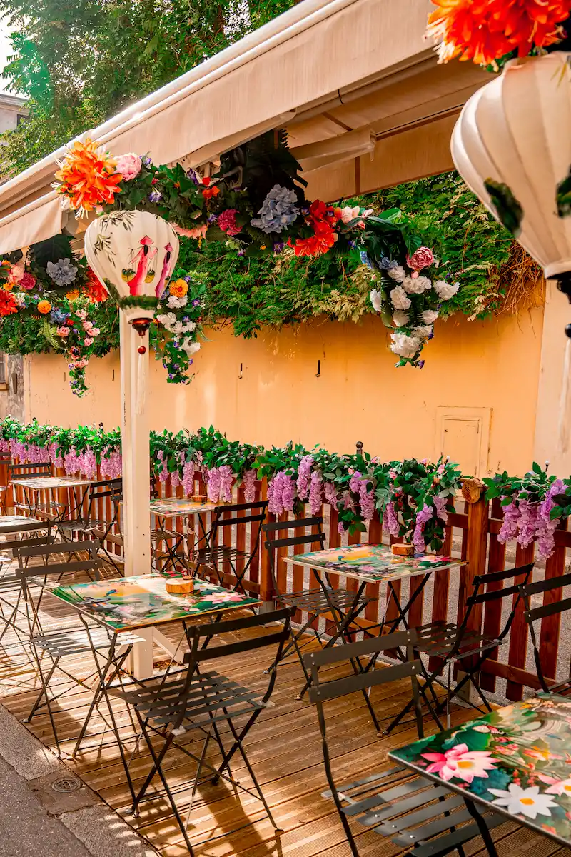 Déco table Terrasse Restaurant Le Petit Grain Lyon 2